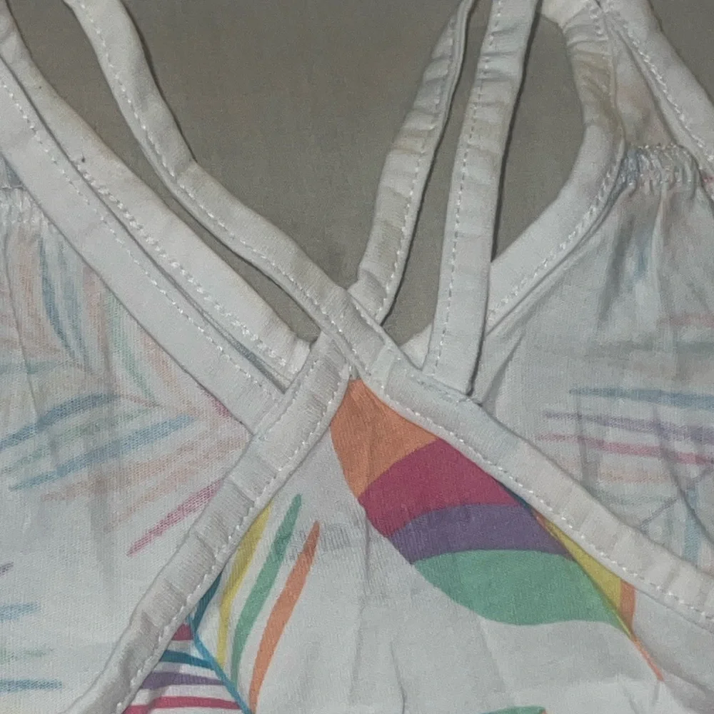 Lands End Multicolor Tropical Leaf Print Girls' Small (4) Tank Top